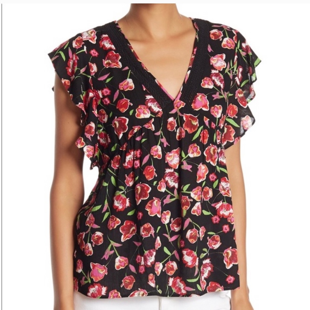 DR2 by Daniel Rainn V-Neck Floral Print Blouse